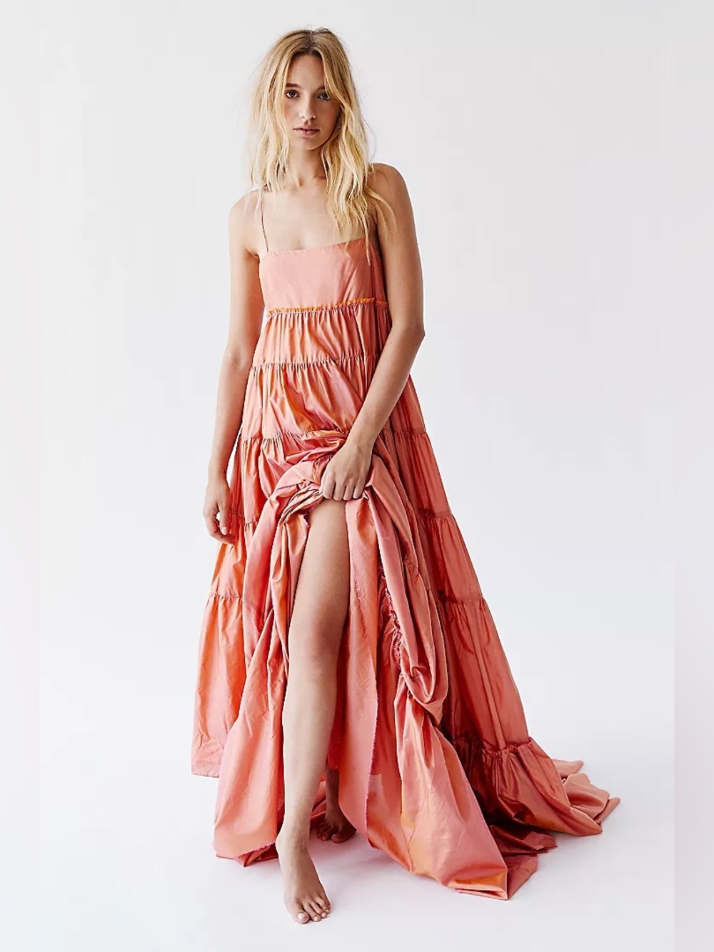 Free People Coral Tiered Maxi Dress